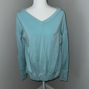 Athleta Coaster Luxe V Neck Sweatshirt Medium Blue